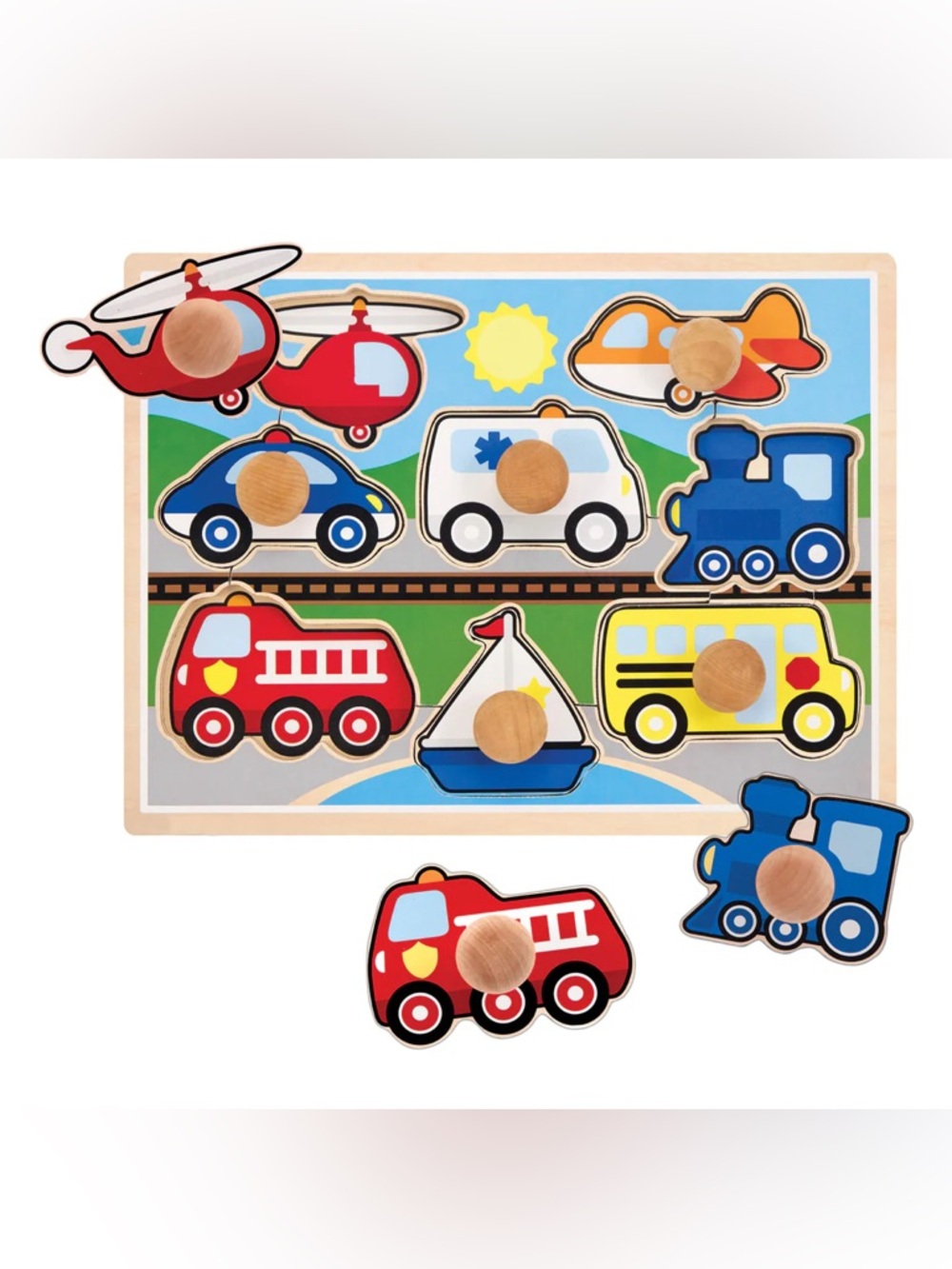 Wooden Vehicles Peg Puzzle - Melissa and Doug